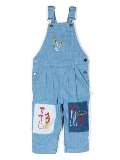 Stella Mccartney Babies' Embroidered-motif Dungarees In Blue