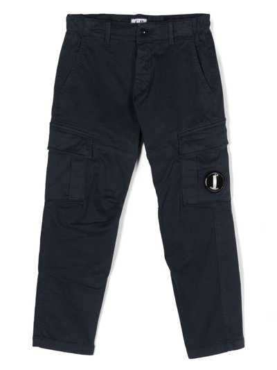 C.p. Company Logo-patch Cargo Trousers In Blue