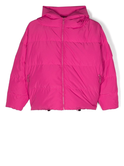 Bacon Kids' Hooded Zip-up Puffer Jacket In Pink
