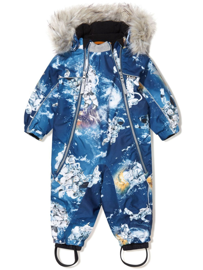 Molo Babies' Graphic-print Hooded Coat In Blue