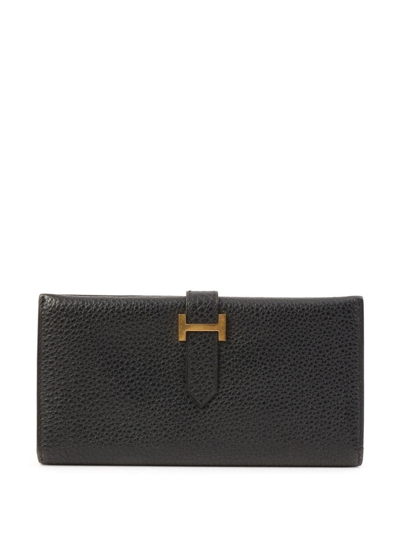 Pre-owned Hermes 1999  Bearn Classic Wallet In Black