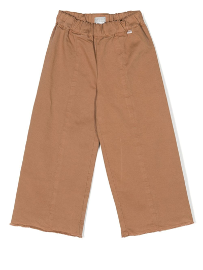 Il Gufo Kids' Elasticated Wide-leg Trousers In Brown