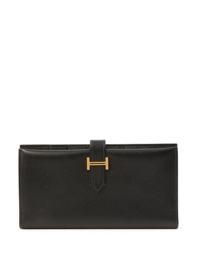 Pre-owned Hermes 2001  Bearn Wallet In Black