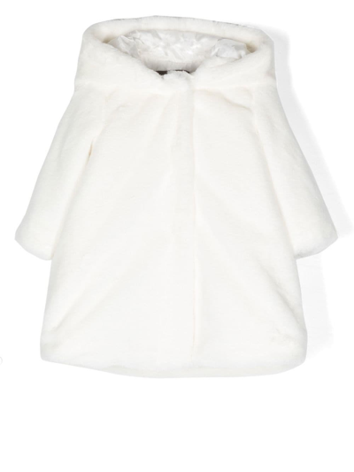 Little Bear Babies' Faux-fur Hooded Coat In White