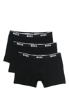 Hugo Boss Pack Of Three Logo-waistband Boxer Briefs In Black