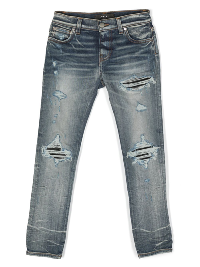 Amiri Kids' Mx1 Distressed-effect Skinny-cut Jeans In Blue