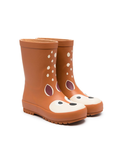 Stella Mccartney Kids' Deer-print Rubber Boots In Brown