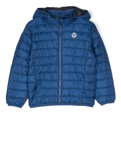 North Sails Kids' Padded Logo-patch Jacket In Blue
