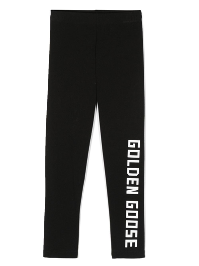 Golden Goose Kids' Logo Print Track Pants In Black