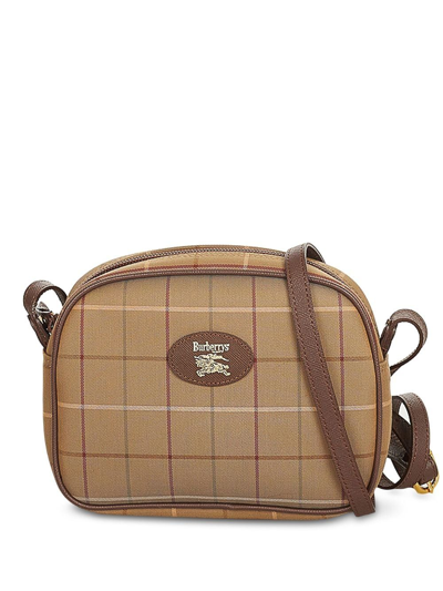 Pre-owned Burberry Plaid-check Crossbody Bag In Brown