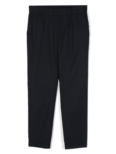 Emporio Armani Kids' Elasticated-waist Straight-leg Trousers In Blue