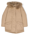 Woolrich Hooded Down Coat In Neutrals