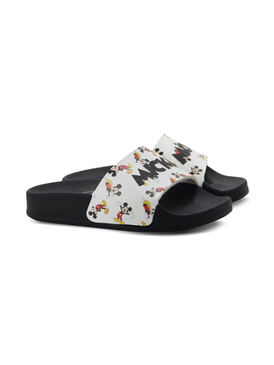 Moa Kids' Mikey Cartoon-print Slides In White