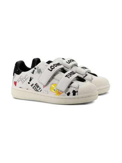 Moa Kids' Tweety Touch-strap Sneakers In White