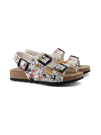 Moa Kids' Looney Tunes Cartoon-print Sandals In White