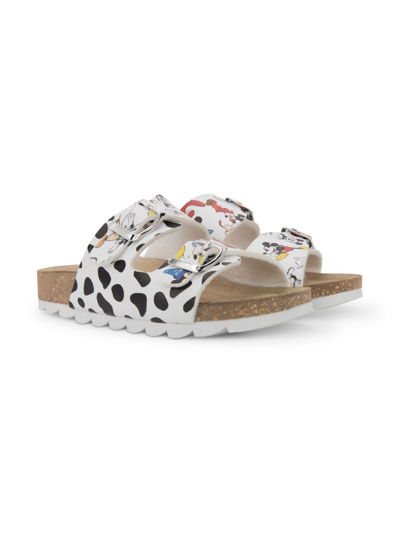Moa Kids' Dalmatian-print Buckled Sandals In White