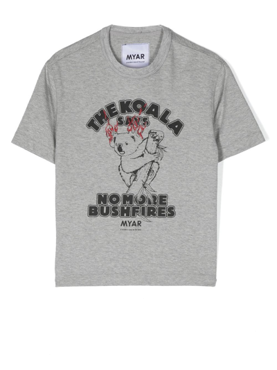 Myar Kids' The Koala Says Print T-shirt In Grey