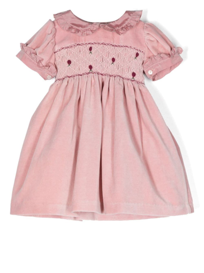 Mariella Ferrari Babies' Flared Velvet Midi Dress In Pink