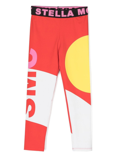 Stella Mccartney Kids' Logo-waistband Track Trousers In Red