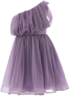 Tulleen Izorah Off-shoulder Glitter Dress In Purple
