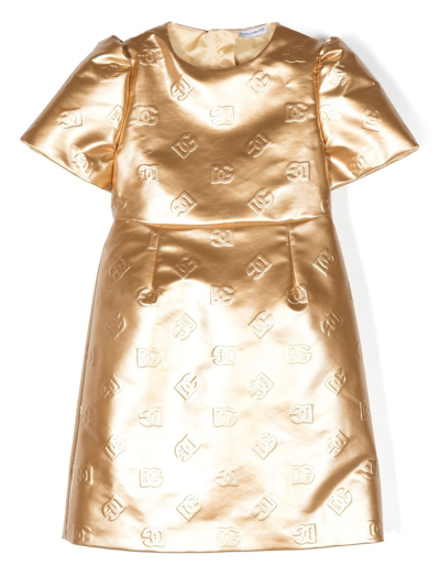 Dolce & Gabbana Kids' Logo Dress In Gold