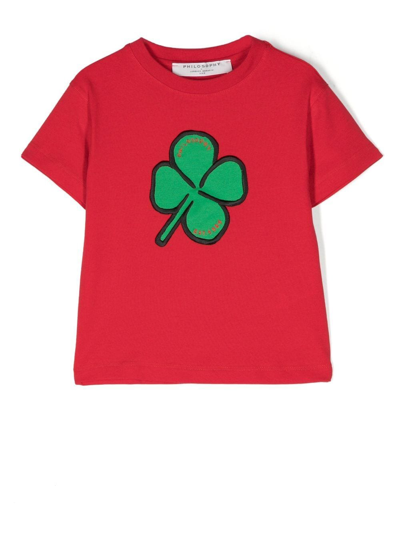 Philosophy Di Lorenzo Serafini Kids' Embroidered-logo Short-sleeve T-shirt In Red