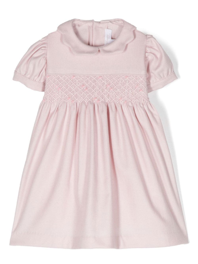 Mariella Ferrari Babies' Smocked-detail Short-sleeve Dress In Rosa
