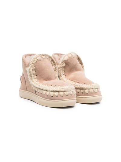 Mou Kids' Chunky Suede Boots In Rosa