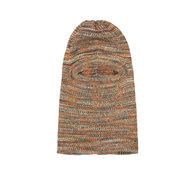 Aries Logo-jacquard Space-dyed Recycled Knitted Balaclava In Sand