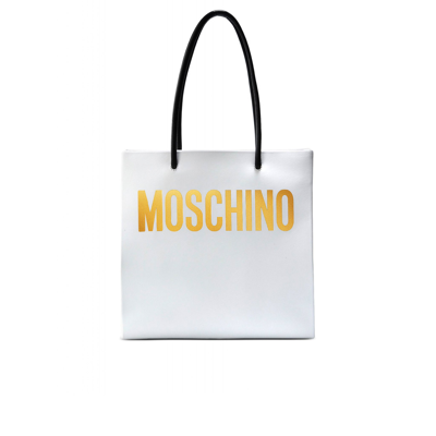 Moschino Logo Tote In White