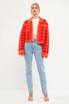 English Factory Houndstooth Cardigan In Orange/red