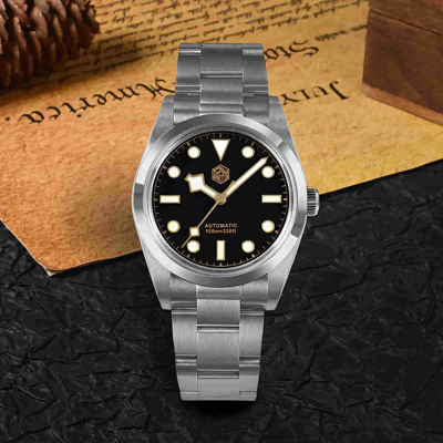 Pre-owned San Martin Sn021-g-b3 Bb36 Explore Climbing Automatic 37mm 10 Atm Sports Watch In Matte Black