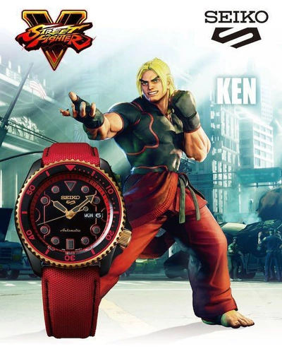 Pre-owned Seiko 5 Sports X Street Fighter V Ken Sbsa080 Automatic Men's Watch In Box