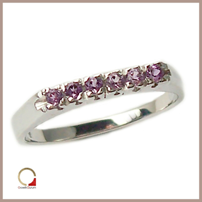 Pre-owned Gioielli Aurum White Gold Ring 18kt Engagement Women's Faith With Amethyst Money Clip Fine In Purple