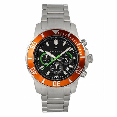 Pre-owned Nautis Dive Chrono 500 Chronograph Bracelet Watch - Orange/black