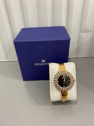 Pre-owned Swarovski Watch  5484050 Women 34 Stainless Steel Black, Rose Gold-tone