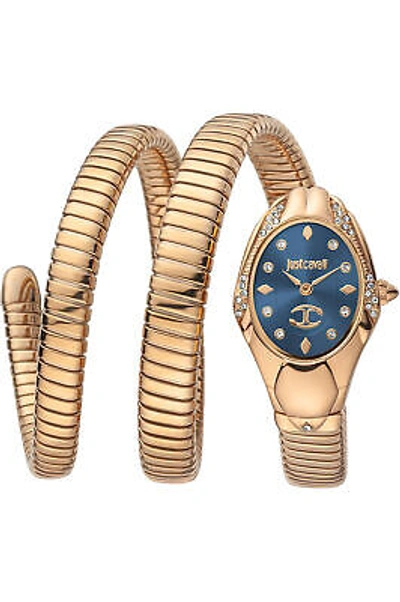 Pre-owned Just Cavalli Womens Wristwatch  Signature Jc1l185m0035 Semirigid Steel Snake