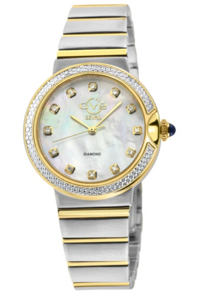 Pre-owned Gv2 By Gevril Women's 12444b Sorrento Diamond Mop Dial Swiss Ipyg Two Tone Watch