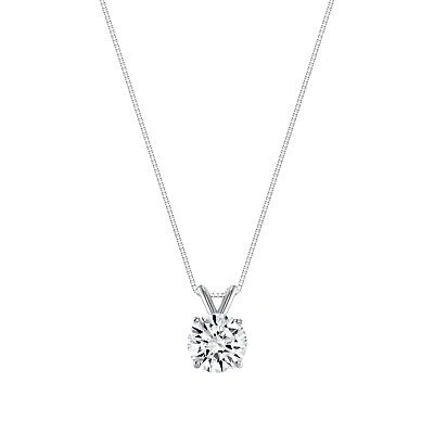 Pre-owned Shine Brite With A Diamond 1.25 Ct Round Brilliant Cut Solid 18k White Gold Solitaire Pendant 18" Necklace In White/colorless
