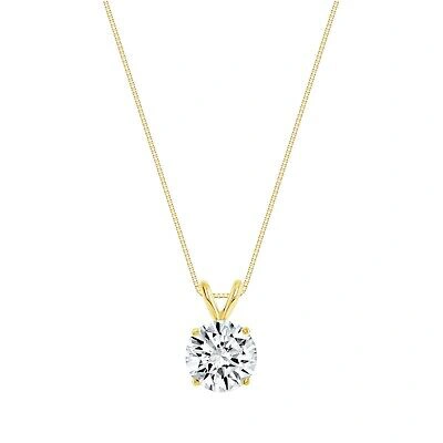 Pre-owned Shine Brite With A Diamond 2.25 Ct Round Brilliant Cut Solid 18k Yellow Gold Solitaire Pendant 18" Necklace In White/colorless