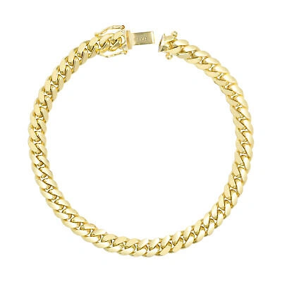 Pre-owned Nuragold 14k Yellow Gold Solid Mens 6mm Miami Cuban Link Chain Bracelet Box Clasp 9"