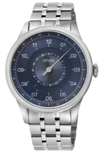 Pre-owned Gevril Men's 2102 Jones St. Single Hand Swiss Automatic Sellita Sw200 Date Watch