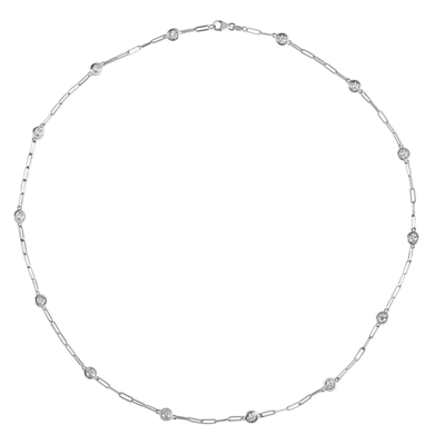 Pre-owned Morris &amp; David 1.50 Carat Diamond By The Yard Paper Clip Necklace 14k White Gold 18''