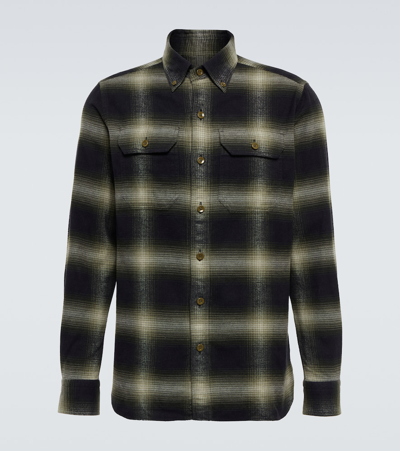 Tom Ford Checked Cotton Shirt In Green