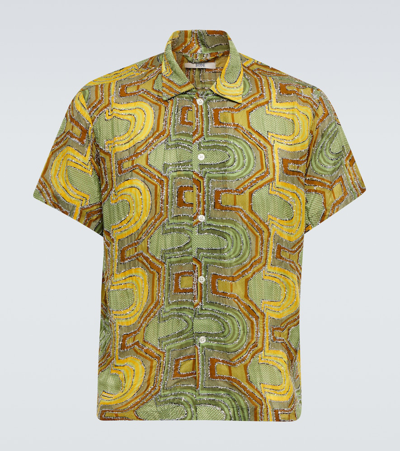 Bode Disco Tinsel Embroidered Shirt In Green Multi