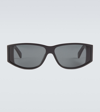 Celine Rectangular Acetate Sunglasses In Shiny Black / Smoke