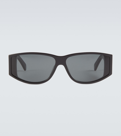Celine Rectangular Acetate Sunglasses In Shiny Black / Smoke