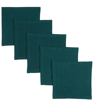 Once Milano Set Of 5 Linen Cocktail Napkins