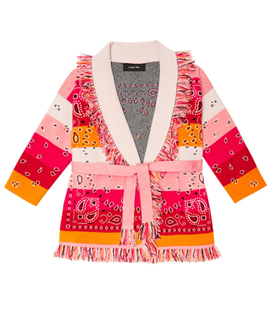 Alanui Kids' Bandana Jacquard Cashmere Knit Jacket In Pink