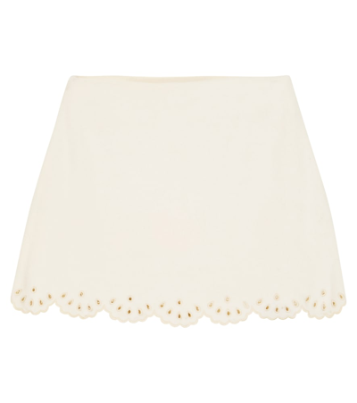 Chloé Kids' Scalloped Wool-blend Skirt In White